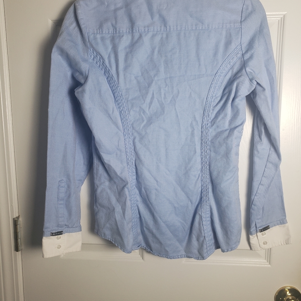 Express The Essential Shirt Blue and White Button Down - Picture 9 of 11